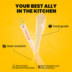 14 in Wooden Spatula For Safe Cooking | Wooden Utensils For Cooking, Mixing, Flipping, and Stirring | Wood Spatula For Non-Stick Surfaces