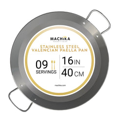 16 in Stainless Steel Paella Pan | 40 cm | 9 servings
