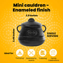 Cauldron Cast Iron | Enameled Coating Oven Pot With Lid| Durable Stock Pot for Dips, Sauces, Guacamole & More | Perfect for Professional and Domestic Use | Single Serving | Mini |