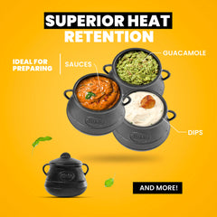Cauldron Cast Iron | Enameled Coating Oven Pot With Lid| Durable Stock Pot for Dips, Sauces, Guacamole & More | Perfect for Professional and Domestic Use | Single Serving | Mini |