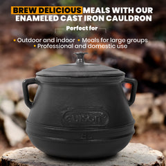 Cauldron Cast Iron | Oven Pot With Lid| Stock Pot for Stews, Beans, Soups | Perfect for Professional and Domestic Use | 2 Servings | 2.11QT/2L |