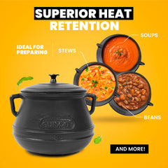 Cauldron Cast Iron | Oven Pot With Lid| Stock Pot for Stews, Beans, Soups | Perfect for Professional and Domestic Use | 2 Servings | 2.11QT/2L |