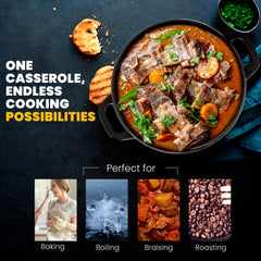 Enameled Cast Iron Casserole | Perfect for Indoor and Outdoor Use | 3QT/2.5L |