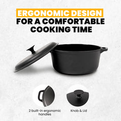 Enameled Cast Iron Casserole | Perfect for Indoor and Outdoor Use | 4QT/3.9L