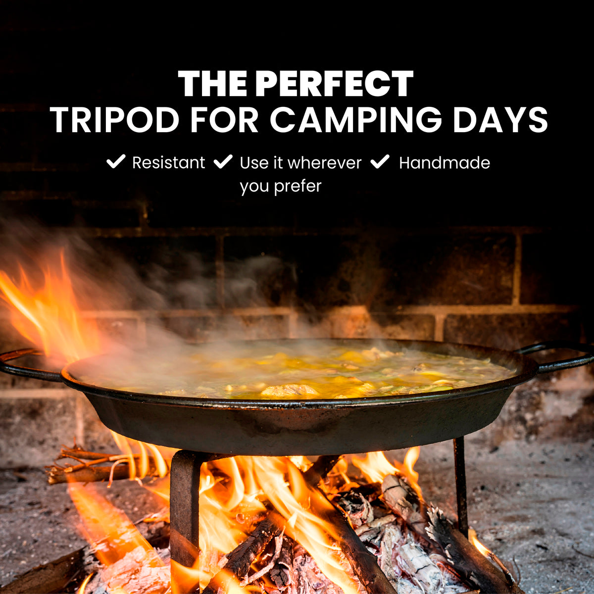 3 stilted outdoor kettle tripod 14 Inch Camping for Cooking, Camping Cooking Stand, Tripod Grill, Fire Tripod for Cooking, Cast Iron Stand, Dutch Oven Stand, Fire Pit Stand, Dutch Oven Tripod, Cooking Tripod for Campfire resistant tripod would make any outdoor enthusiast proud Large Professional Cooking Tripod