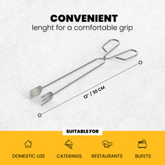 12-In Stainless Steel Tongs For Cooking | Heat & Rust Resistant