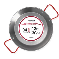 12 In Polished Steel Paella Pan | 30 cm | 4 Servings
