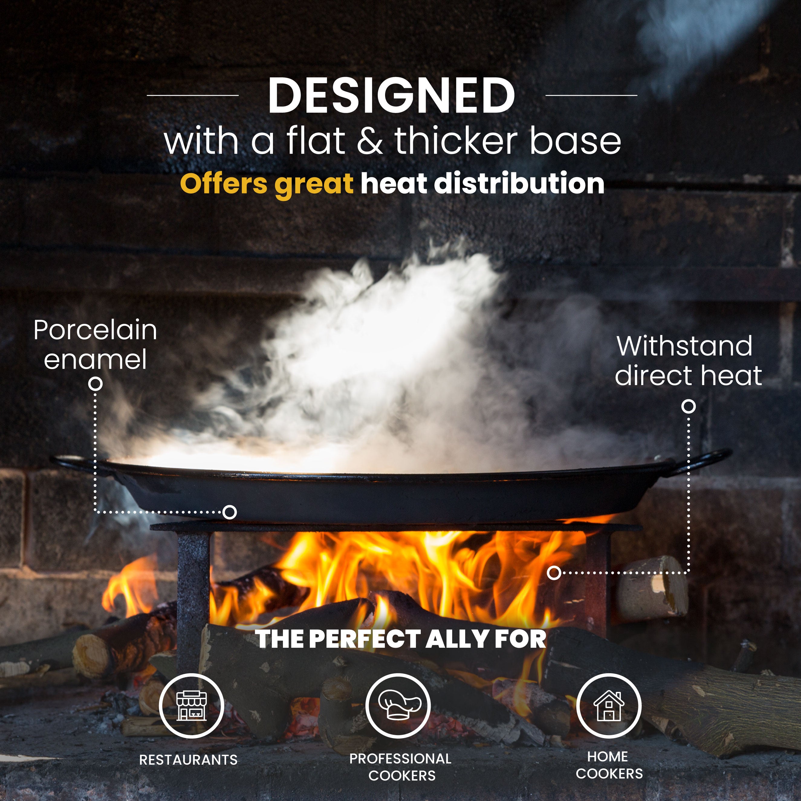 17 In Enameled Steel Paella Pan | 42 cm | 10 Servings