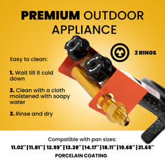 2 Rings Propane Burner for Outdoors | Fits up to 22 Inches Pans