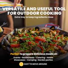 8 in 16 in Double Ring Paella Burner and Stand Set (34 in)