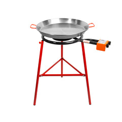 MachikaTabarca Paella Pan Set with Burner, 22 Inch Carbon Steel Outdoor Pan and Reinforced Legs Imported from Spain (14 Servings)