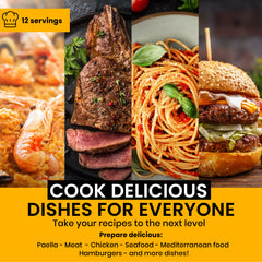 Paella Kit with 18-inch Carbon Steel Pan | 8-16 in Double Ring Paella Burner and Stand Set (10 in) | Perfect for Gastronomic Events, Caterings, Camping | 12 Servings