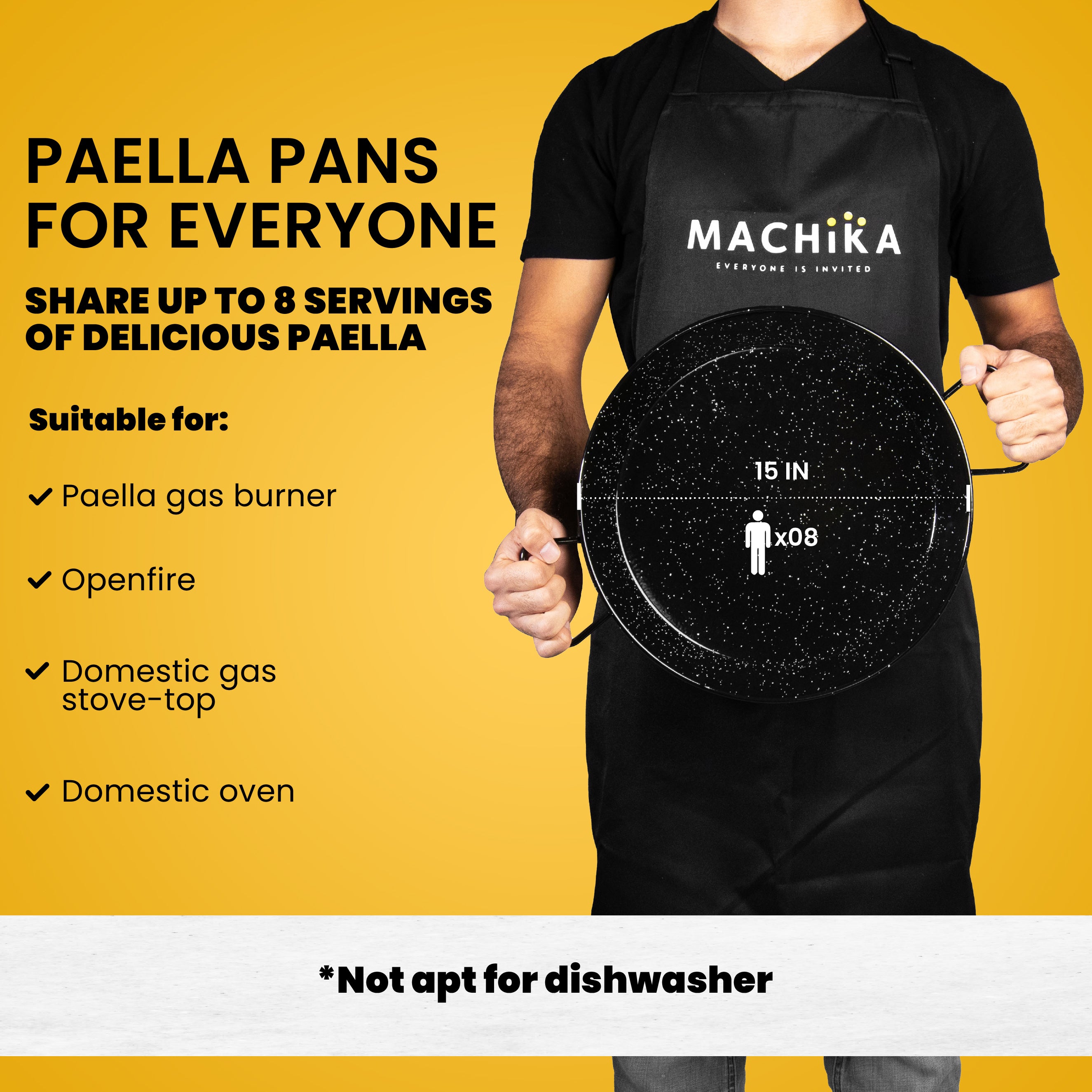 15 In Enameled Steel Paella Pan | 38 cm | 8 Servings