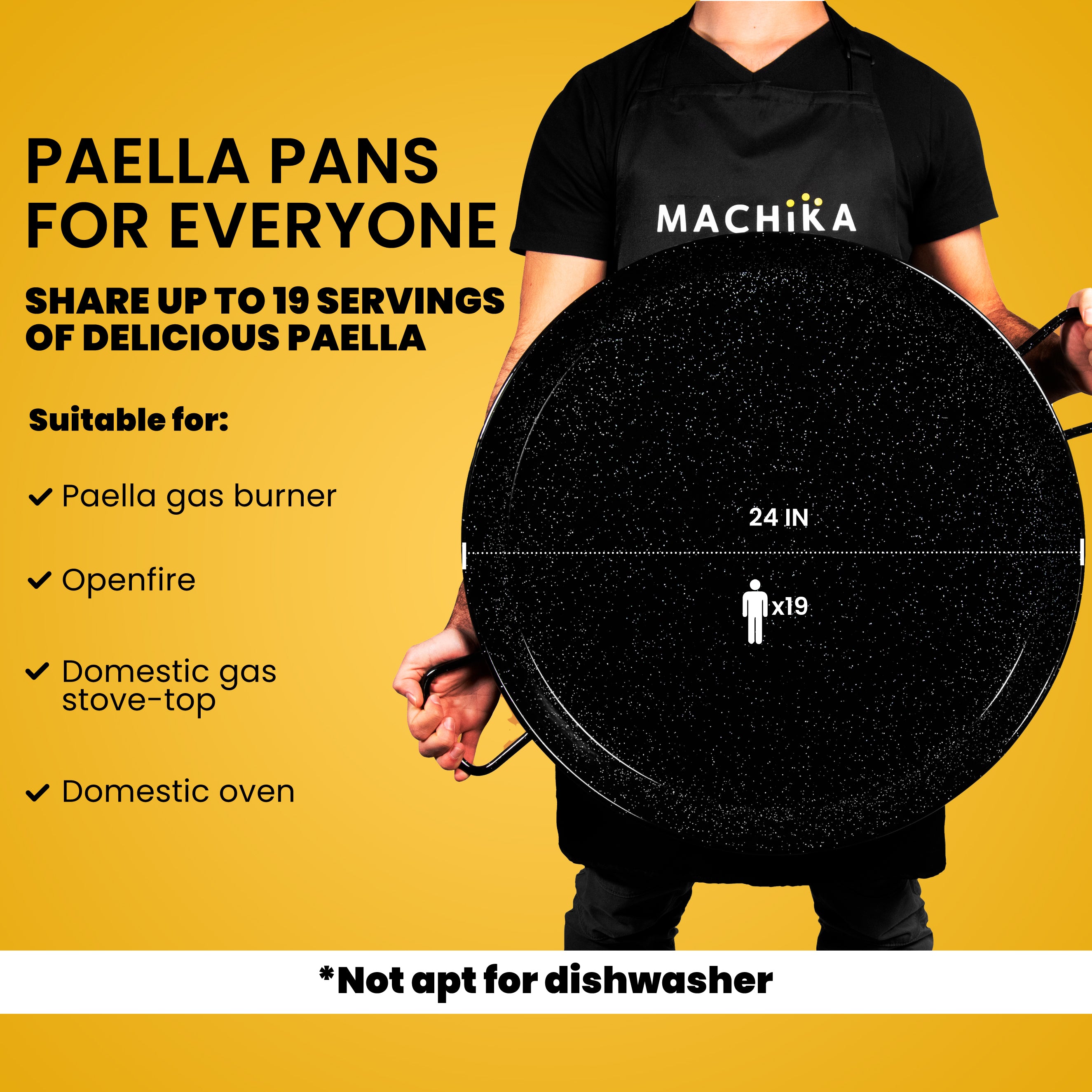 24 In Enameled Steel Paella Pan | 60 cm | 18 Servings
