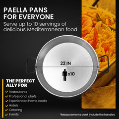 22 In Carbon Steel Skillet for Cooking Mediterranean | 55 cm | 10 Servings