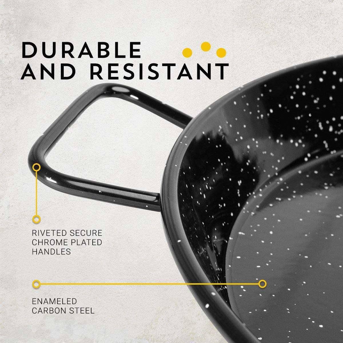 26 In Enameled Steel Paella Pan | 65 cm | 22 Servings - Machika