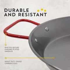 26 In Polished Steel Paella Pan | 65 cm | 22 Servings - Machika
