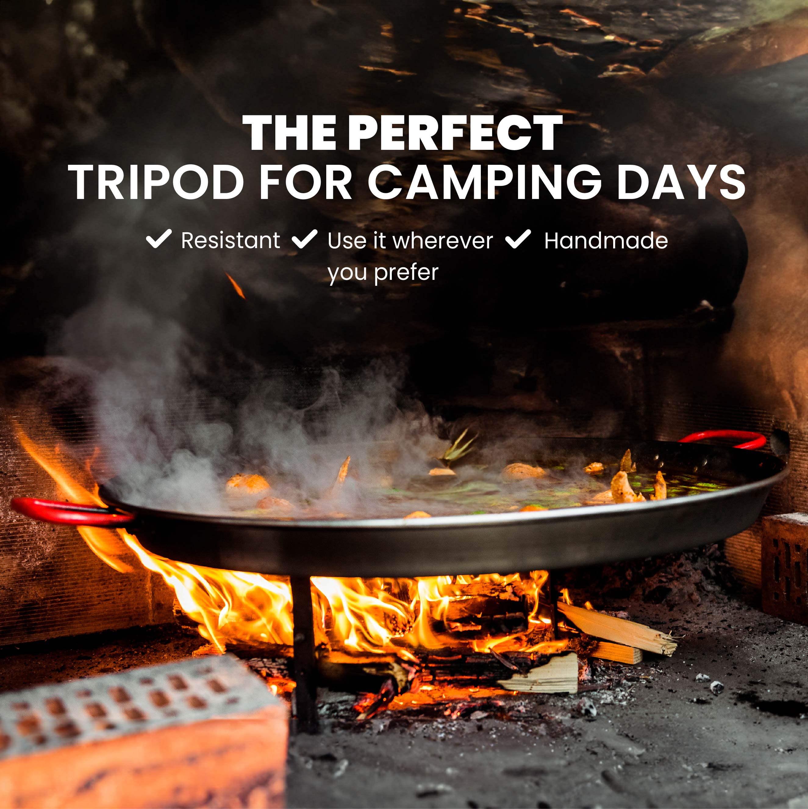 16 in 3-Leg Camping Tripod For Cooking | Tripod Fire Stand