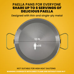 13 in Stainless Steel Paella Pan | 34 cm | 6 servings