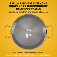 18 in Stainless Steel Paella Pan | 46 cm | 12 Servings