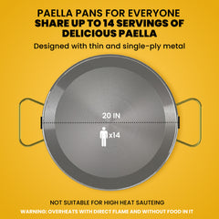 20 in Stainless Steel Paella Pan | 50 cm | 14 Servings