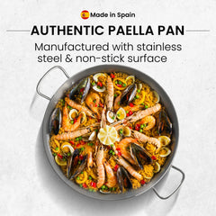 16 in Stainless Steel Paella Pan | 40 cm | 9 servings