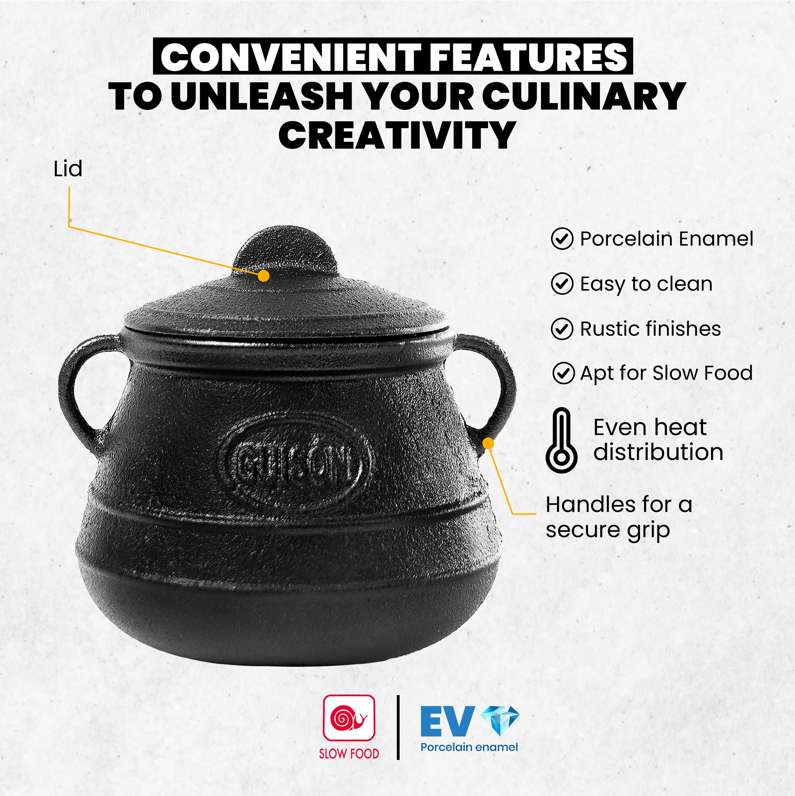 Cauldron Cast Iron | Enameled Coating Oven Pot With Lid| Durable Stock Pot for Dips, Sauces, Guacamole  & More | Perfect for Professional and Domestic Use | Single Serving | Mini |
