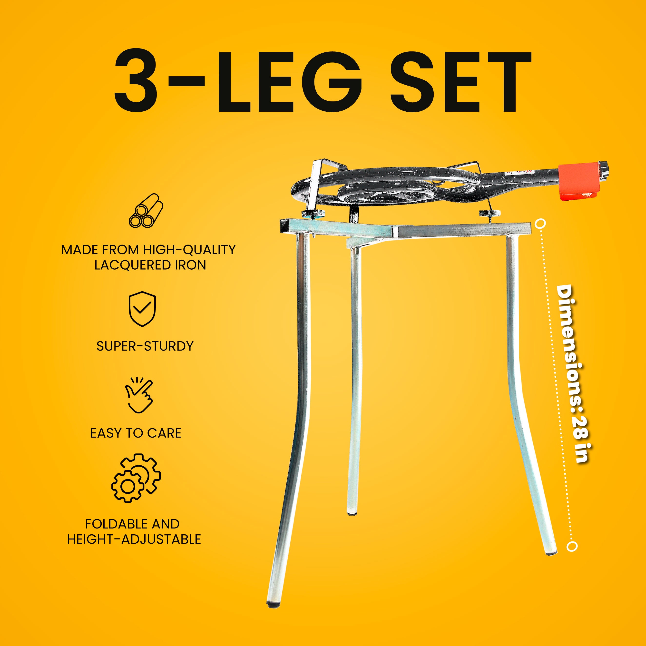 28 in 3-Leg Camping Tripod For Cooking