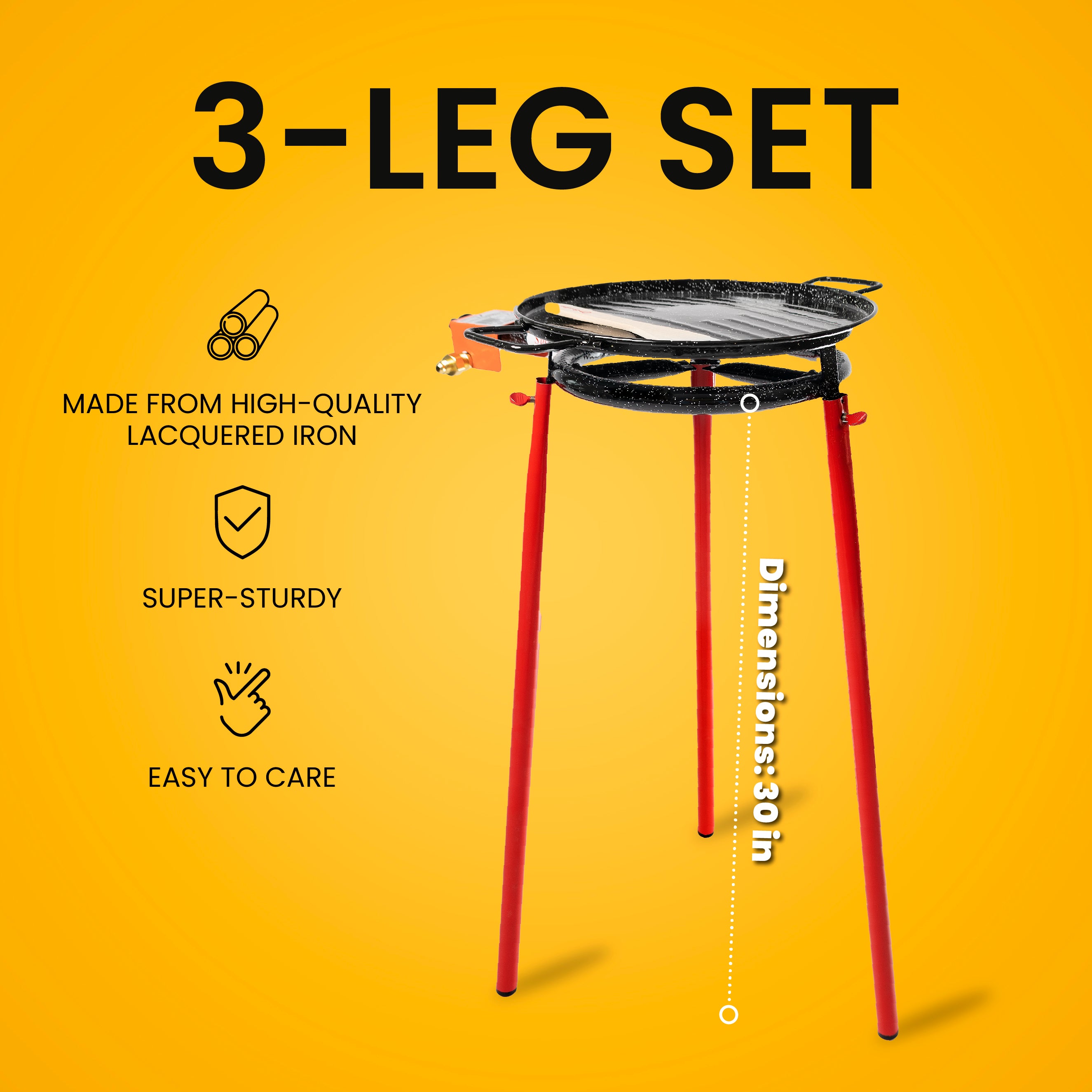 30 in 3 Leg Camping Tripod For Cooking