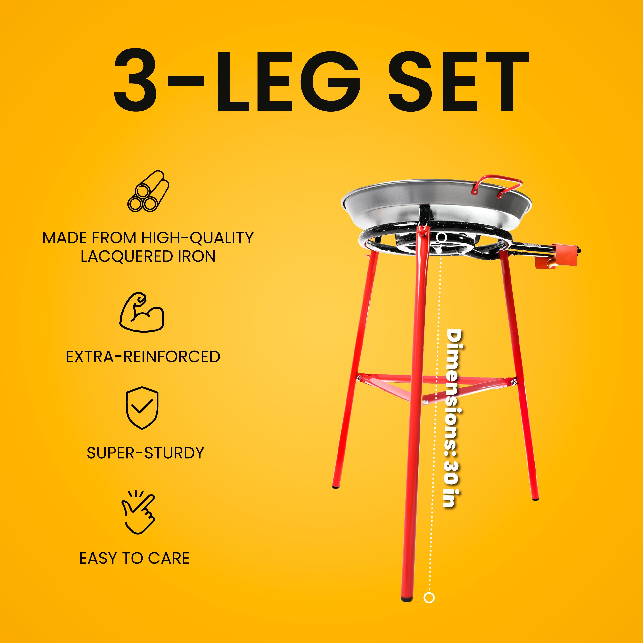 30 in 3-Leg Camping Tripod For Cooking