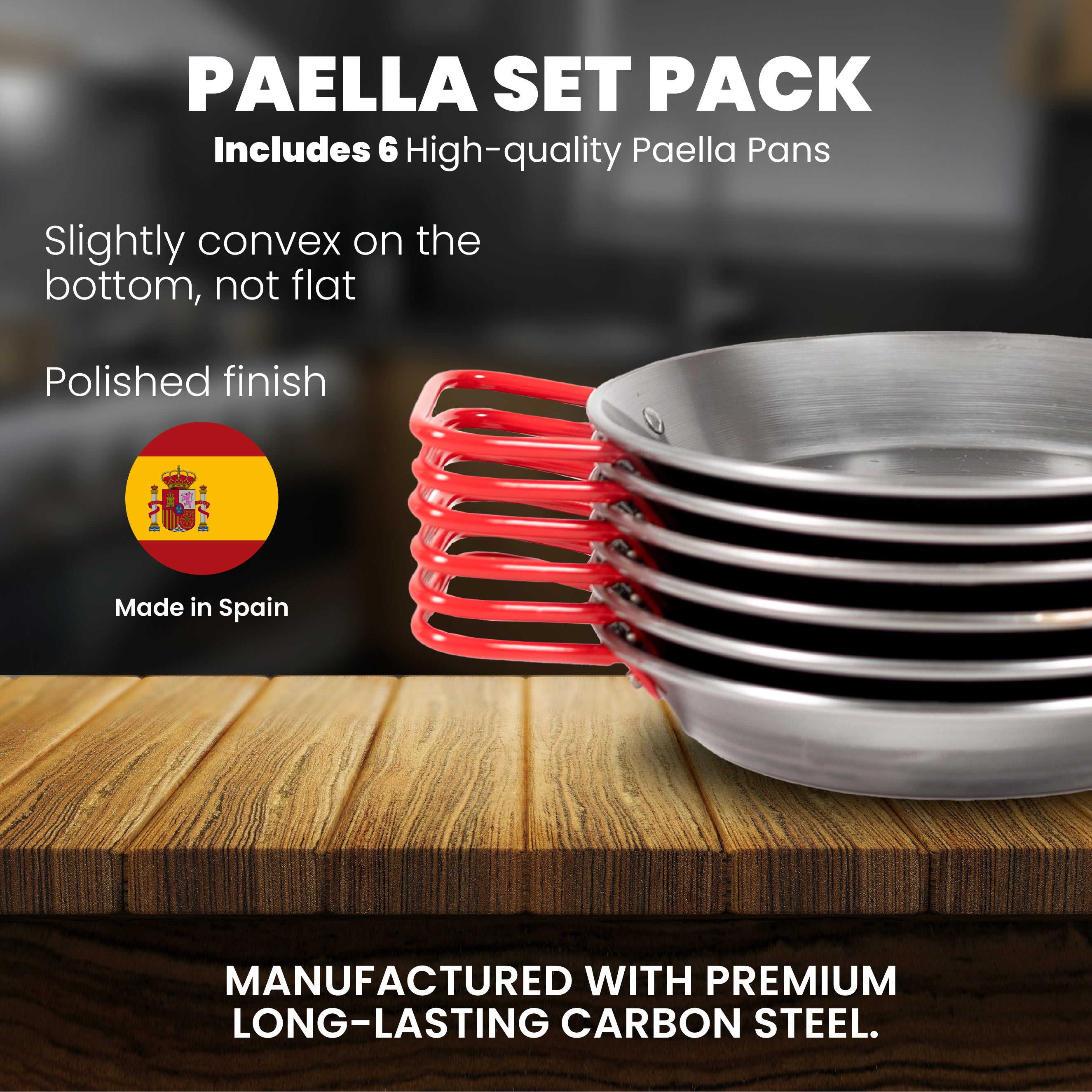 8 in Carbon Steel Paella Pan Pack | 20 cm | Pack of 6
