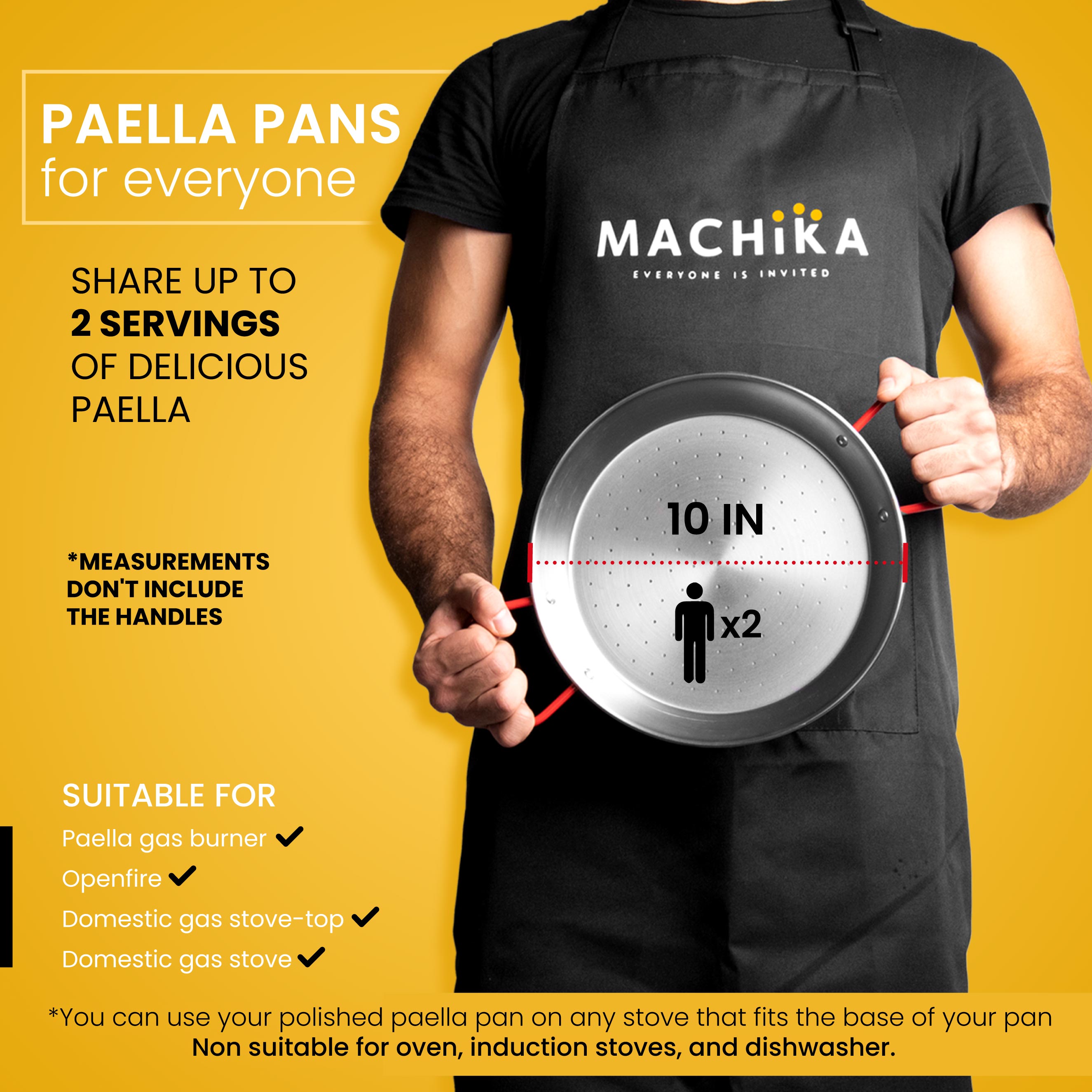 10 In Polished Steel Paella Pan | 26 cm | 2 Servings