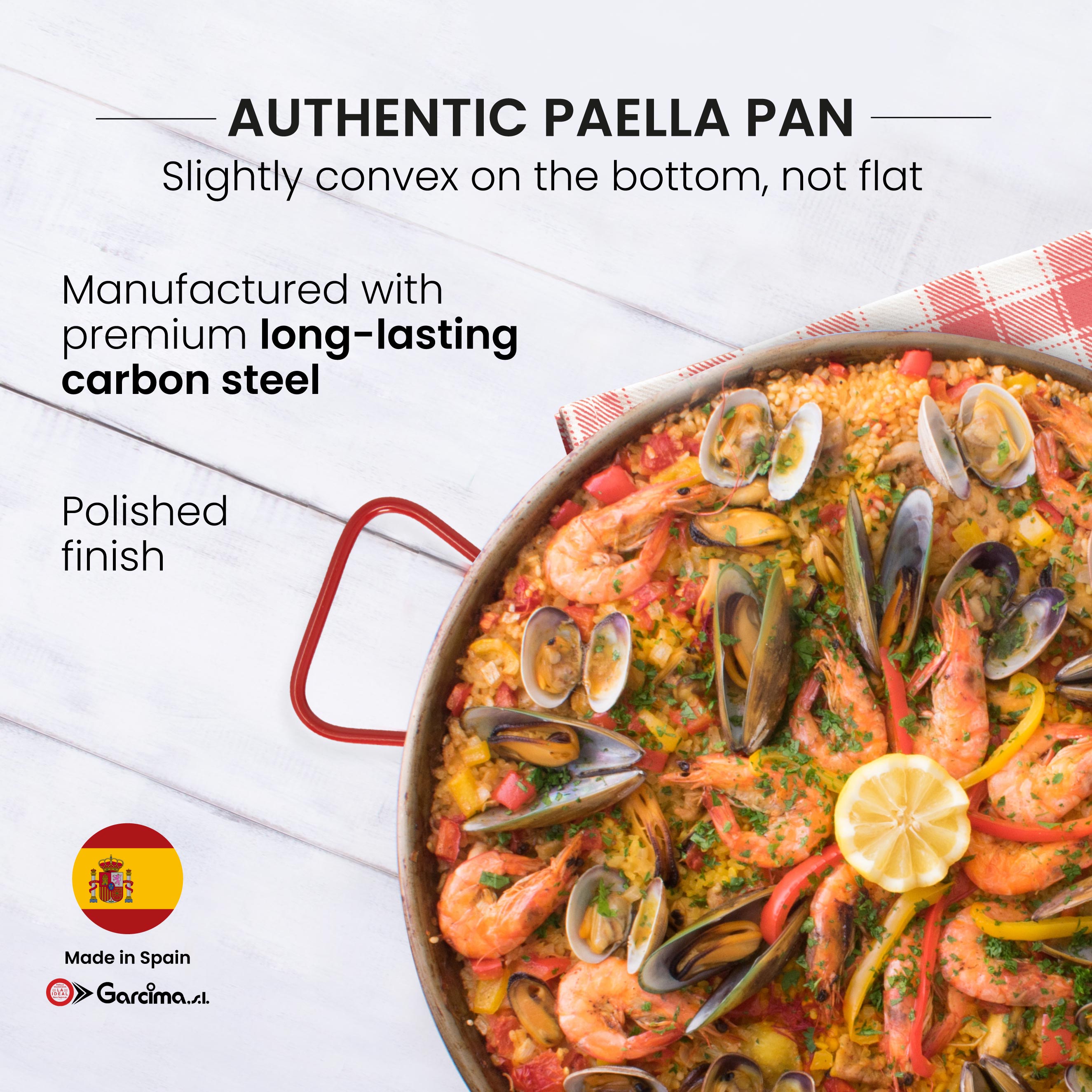 13 In Polished Steel Paella Pan | 34 cm | 6 Servings