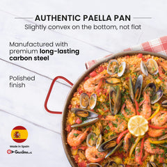 22 In Polished Steel Paella Pan | 55 cm | 16 Servings