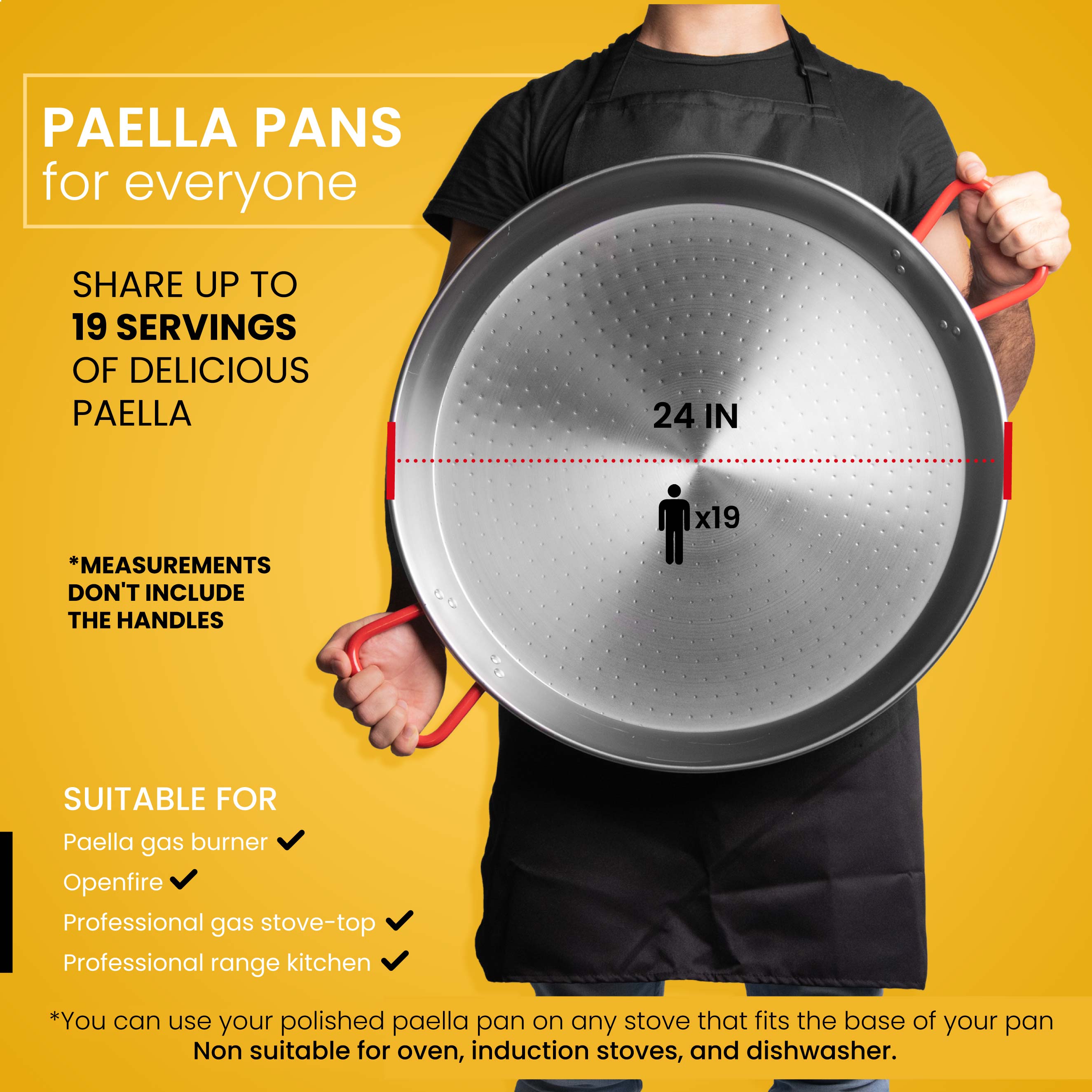 24 In Polished Steel Paella Pan | 60 cm | 19 Servings