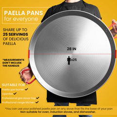 28 In Polished Steel Paella Pan | 70 cm | 25 Servings