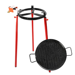 Machika Albufera Outdoor Grill Set | Includes a 11.8 in Single Ring Propane Burner, 14.2-inch Enameled Pan and Tripod (31.5 in)