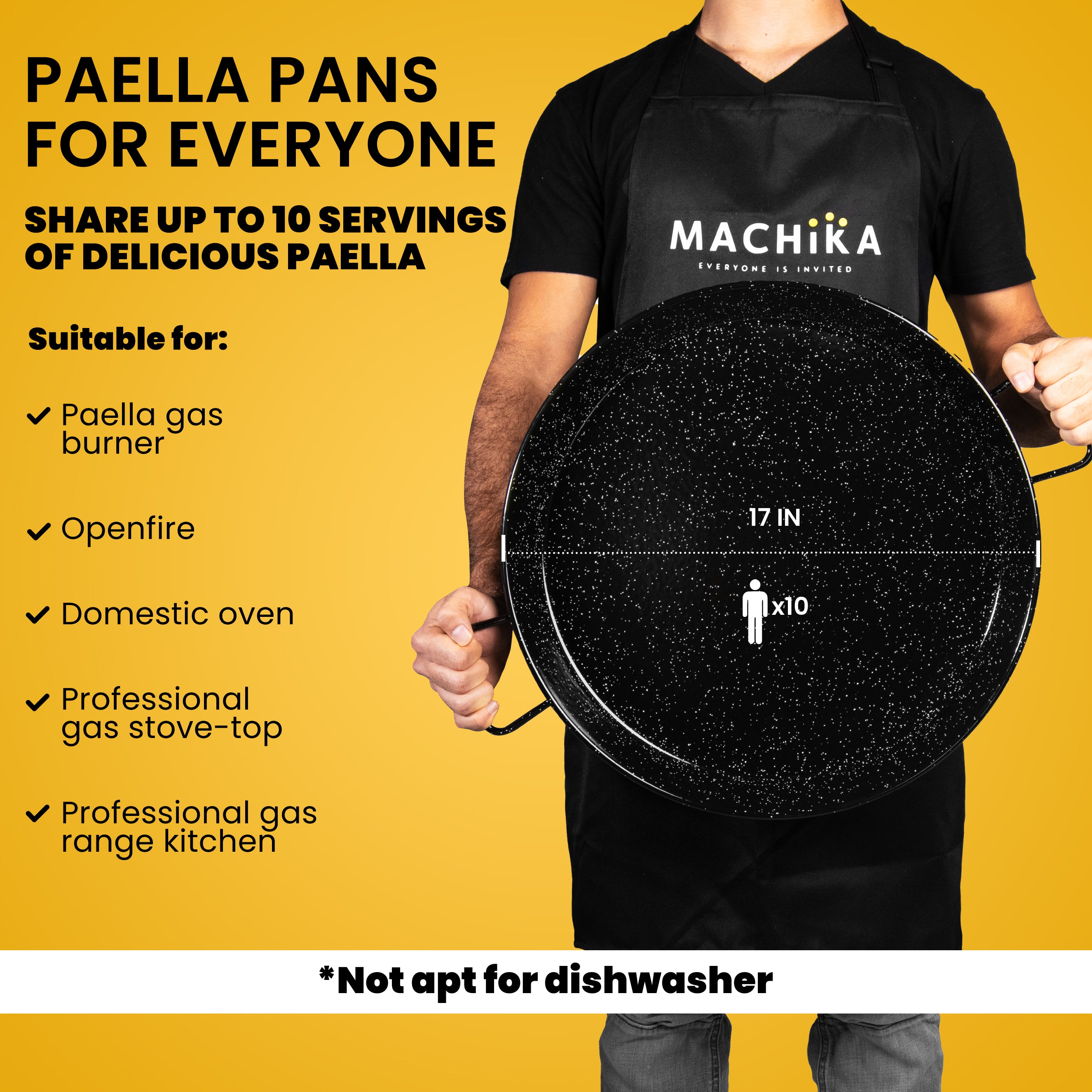 17 In Enameled Steel Paella Pan | 42 cm | 10 Servings