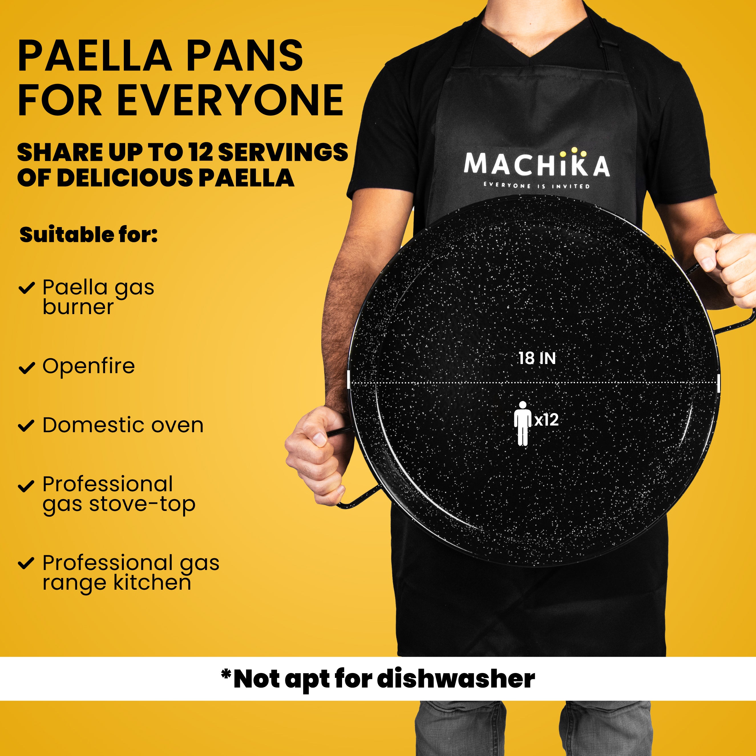 18 In Enameled Steel Paella Pan | 46 cm | 12 Servings