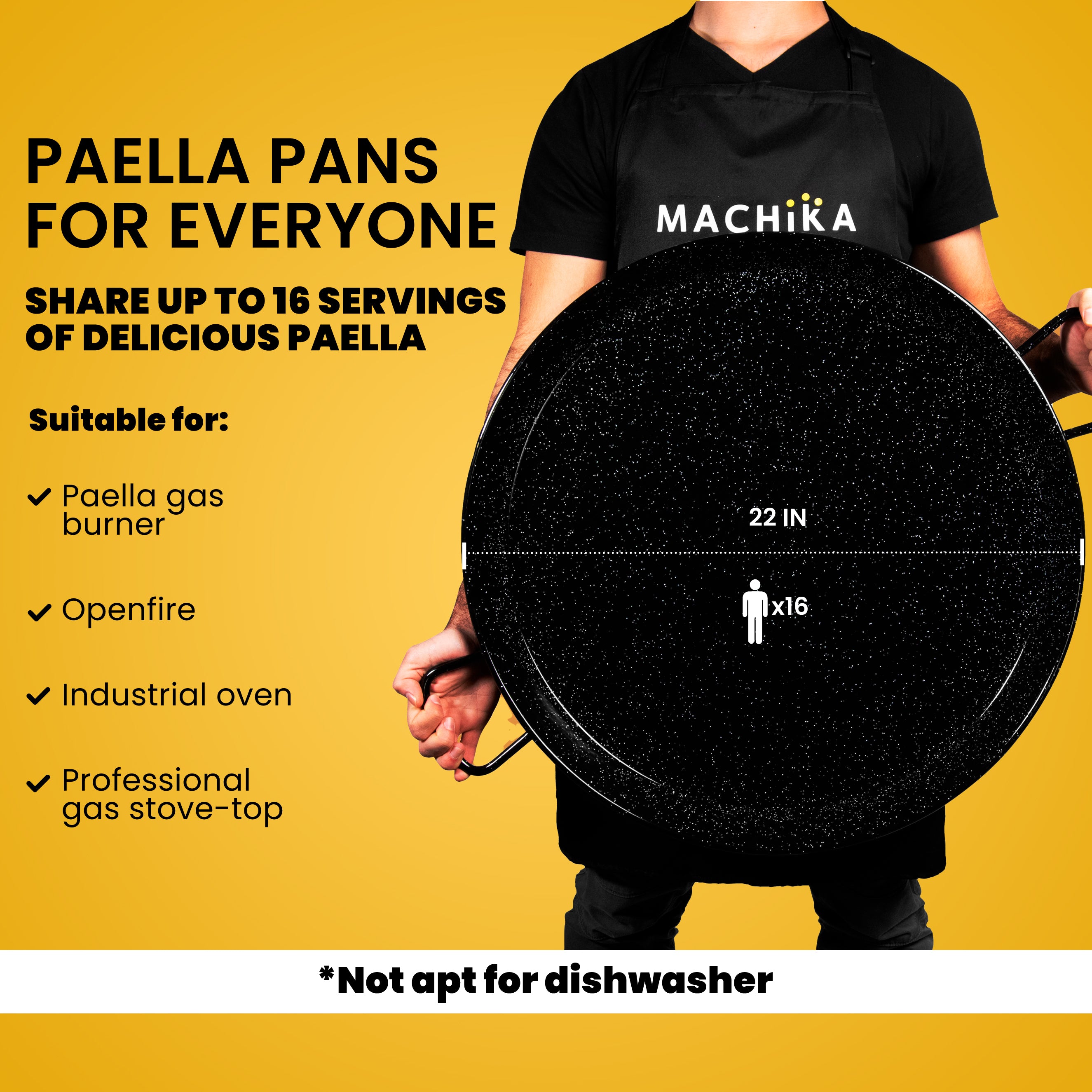 22 In Enameled Steel Paella Pan | 55 cm | 16 Servings