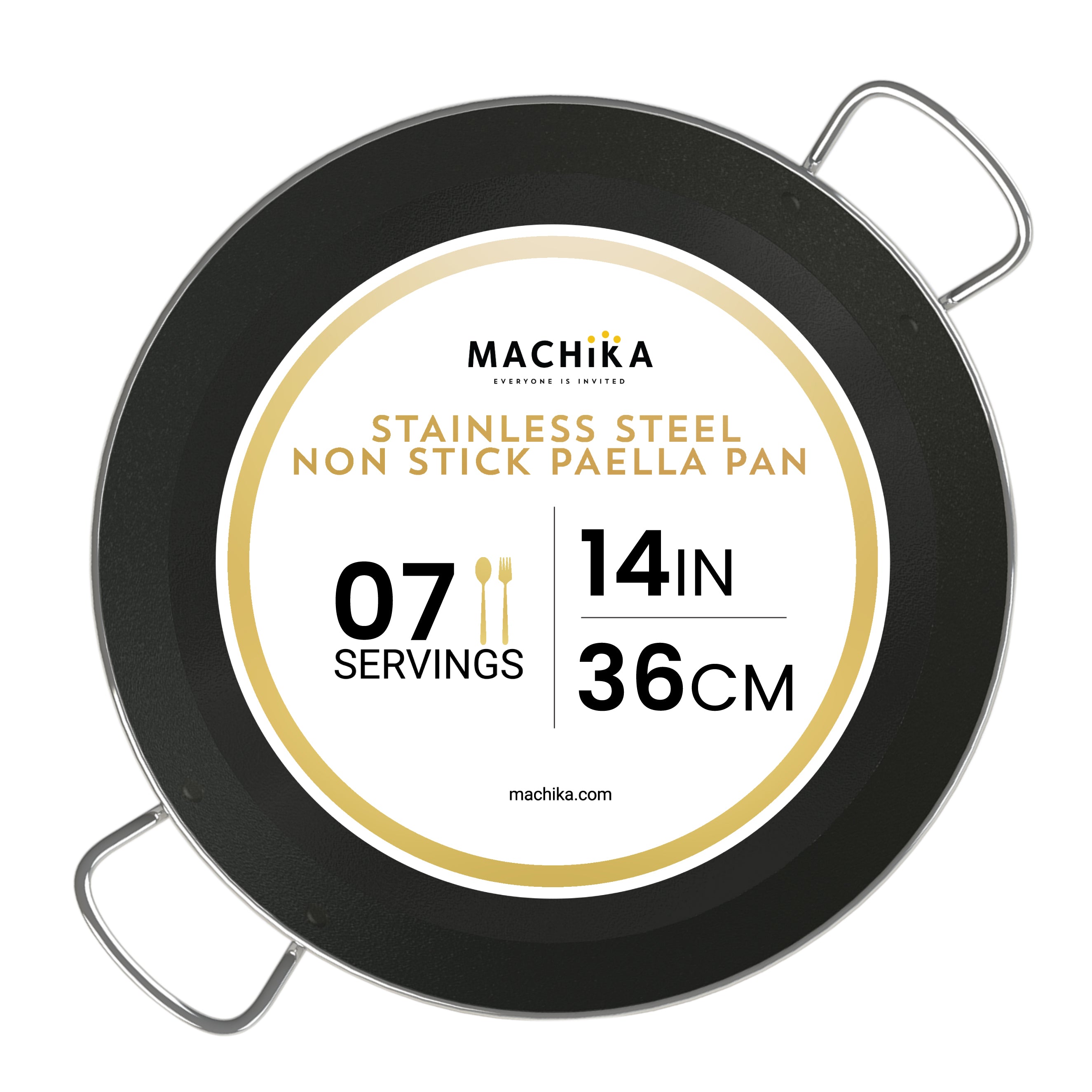 14 in Stainless Steel Pan with Non-Sticking Surface | 36 cm | 7 Servings