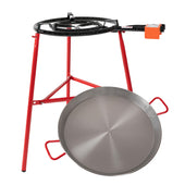Machika Garcima Mirador Paella Pan Set with Burner, 24 Inch Carbon Steel Outdoor Pan, and Reinforced Legs Imported from Spain (18 Servings)