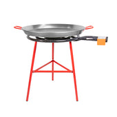 Machika Ibiza Paella Pan Set with Burner, 28 Inch Carbon Steel Outdoor Pan and Legs Imported from Spain (24 Servings)