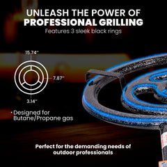3 Rings Outdoors Burner | Professional Paella Pan Burner | Fits up to 26 Inches Pans