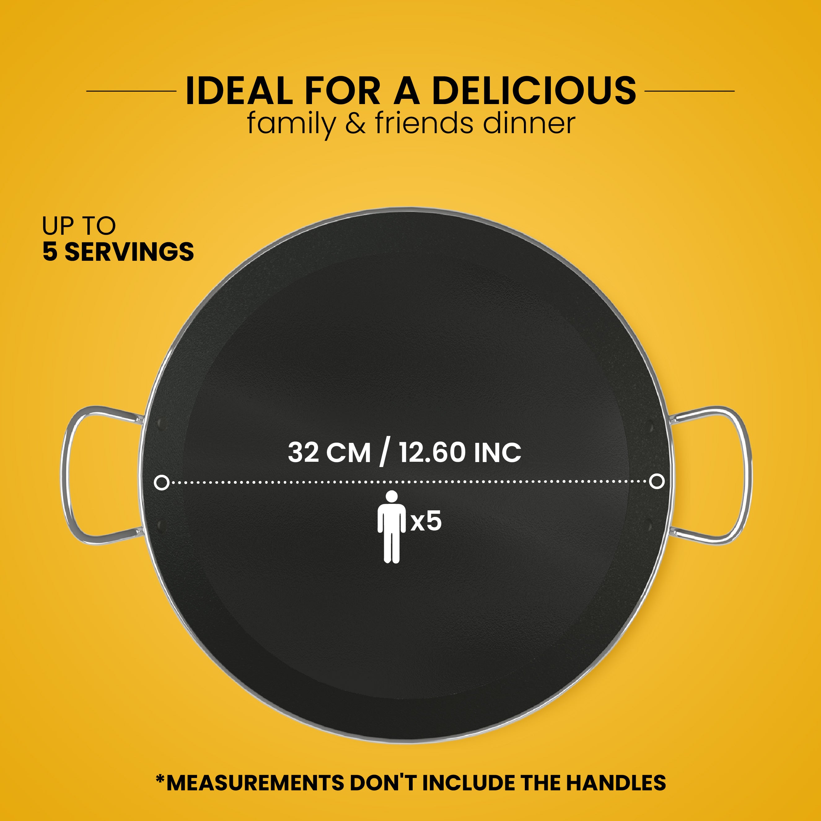13 in Stainless Steel Pan with Non-Sticking Surface | 32 cm | 5 Servings